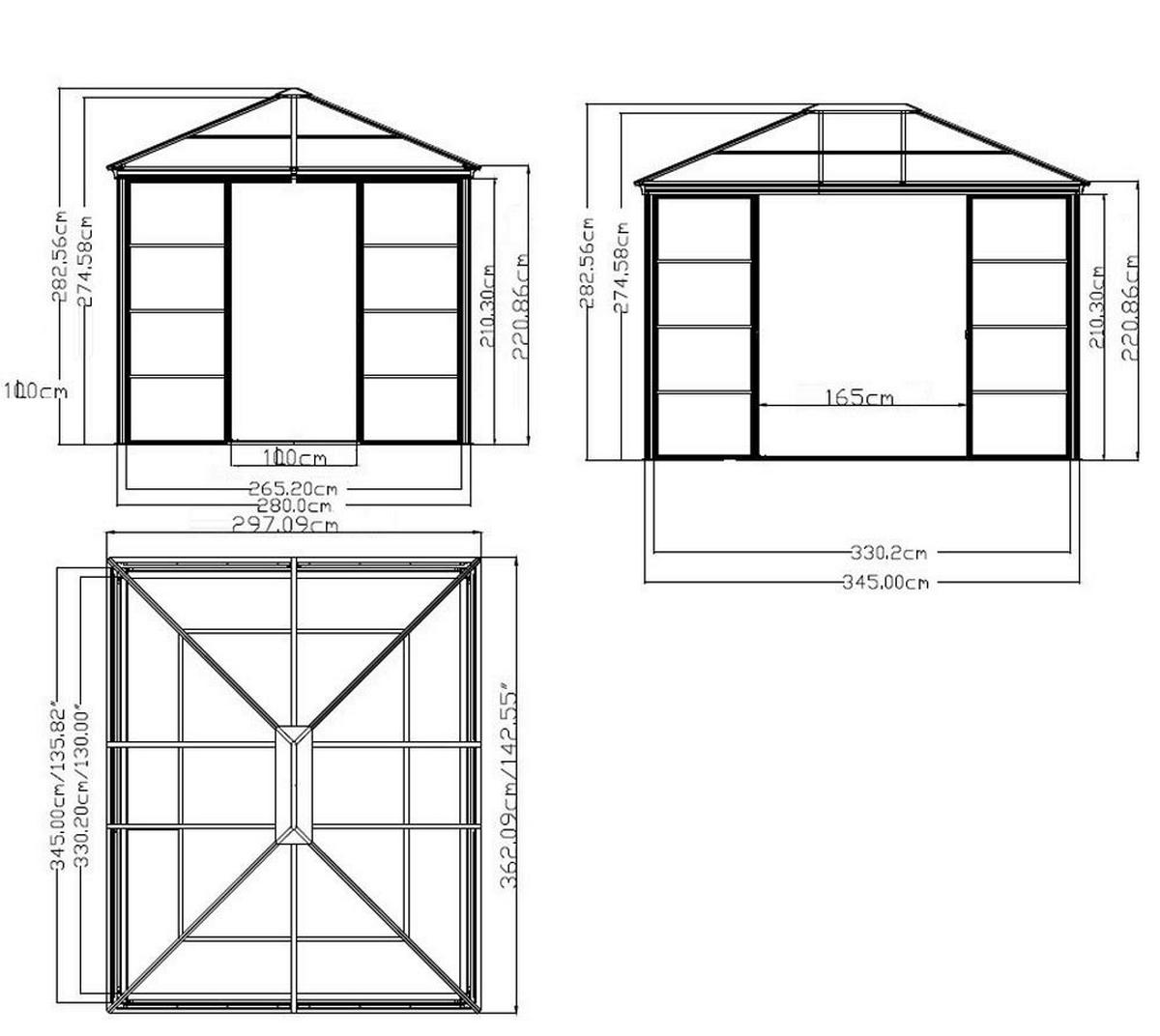 Sojag Pavillon Castel bronze Aluminium B/H/L: ca. 298x283x362 cm Castel - bronze (362,00/298,00/283,00cm) - Sojag