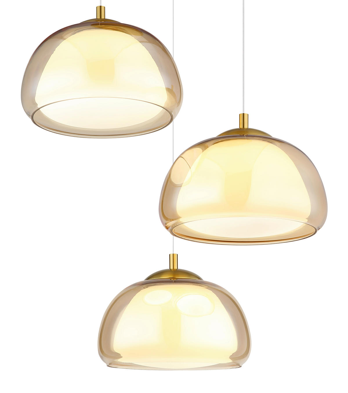 GLOBO Hängeleuchte gold Glas Metall B/H/L: ca. 53,5x26x57 cm Hängeleuchte-Avila - gold (57,00/53,50/26,00cm) - GLOBO