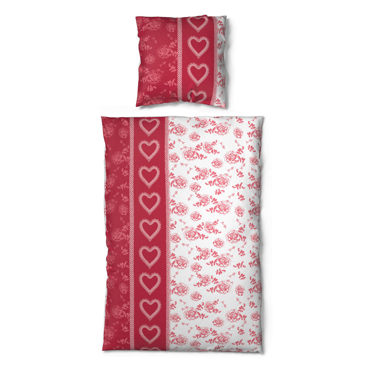 Baumwoll Bettwäsche Cotton touch Bettwäsche_Cotton-Touch Rose - weiß/rot (135,00/200,00cm) - Sensation