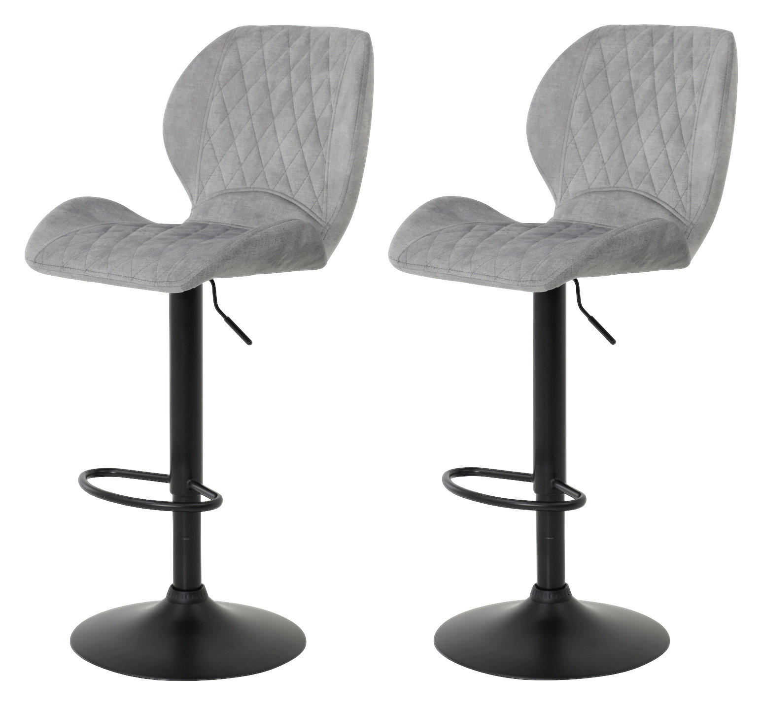 Barhocker Laila 2er Set grau Vintage Samtoptik B/H/T: ca. 42x117x51 cm Laila 2er Set - schwarz/grau (42,00/117,00/51,00cm) - Hela