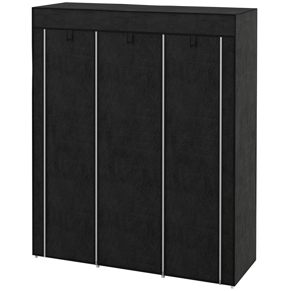 HOMCOM Kleiderschrank schwarz Edelstahl B/H/L: ca. 43x125x162,5 cm Stoffschrank - schwarz (162,50/43,00/125,00cm) - HOMCOM