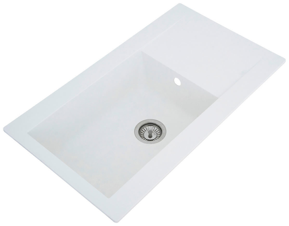 Respekta Einbauspüle Denver 86 x 50 W weiß Mineralite B/H/T: ca. 86x20x50 cm Denver 86 x 50 W - weiß (86,00/20,00/50,00cm) - Respekta