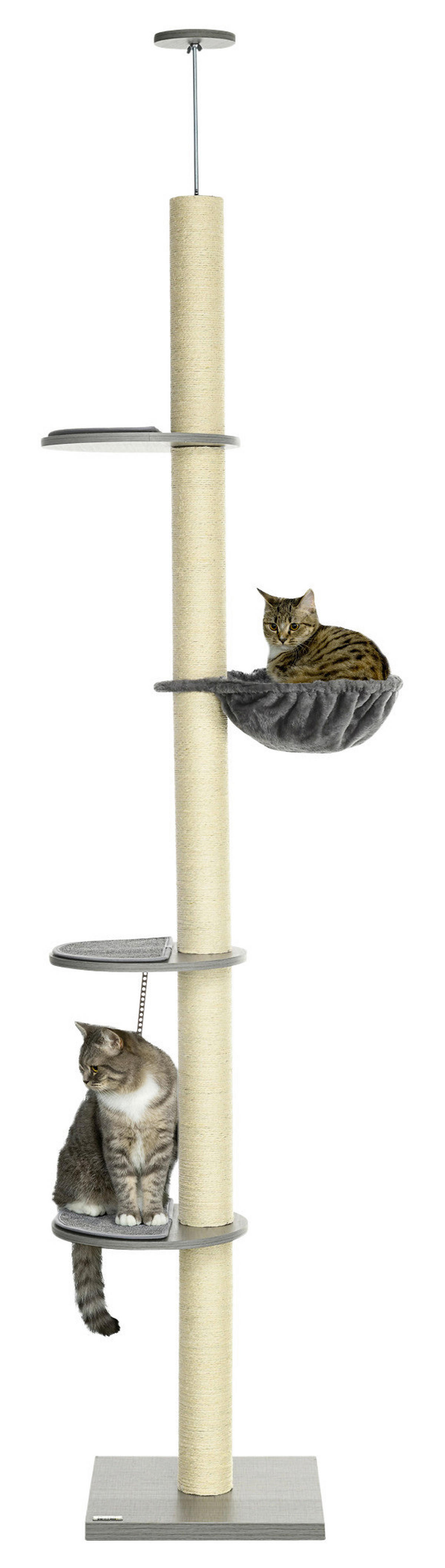 PawHut Kratzbaum grau Spanplatte B/H/L: ca. 40x40x250 cm Kratzbaum - cremeweiß/grau (250,00/40,00/40,00cm) - PawHut