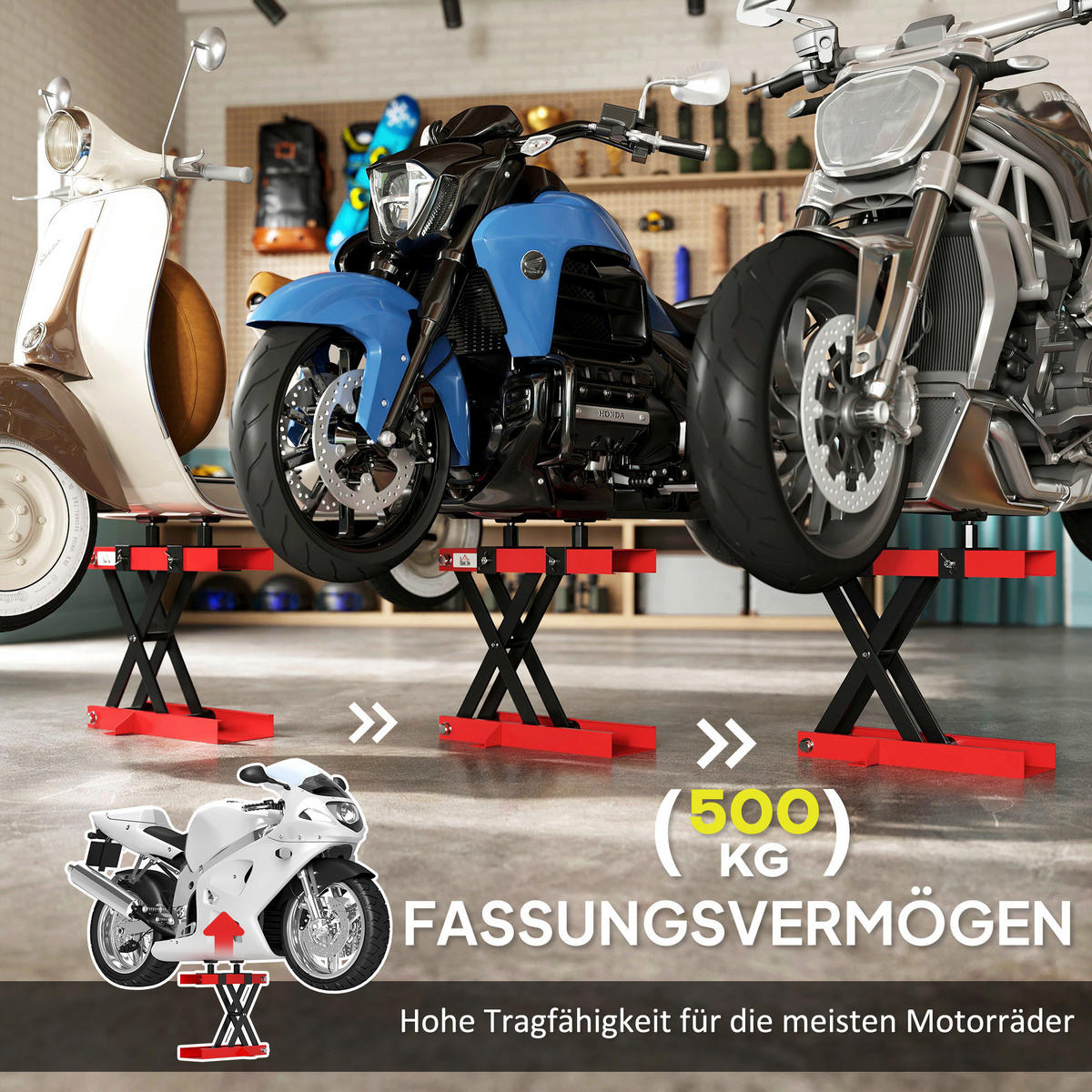 HOMCOM Motorradheber B/H/L: ca. 15x40x45 cm Motorradheber - rot (45,00/15,00/40,00cm) - HOMCOM