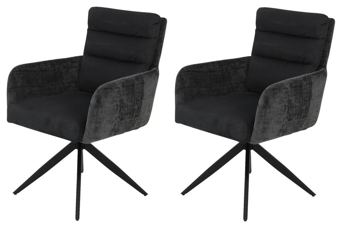 Armlehnstuhl Leandra, 2er-Set anthrazit Microfaser Webstoff B/H/T: ca. 63x92x69 cm Leandra, 2er-Set - anthrazit (63,00/92,00/69,00cm) - Hela
