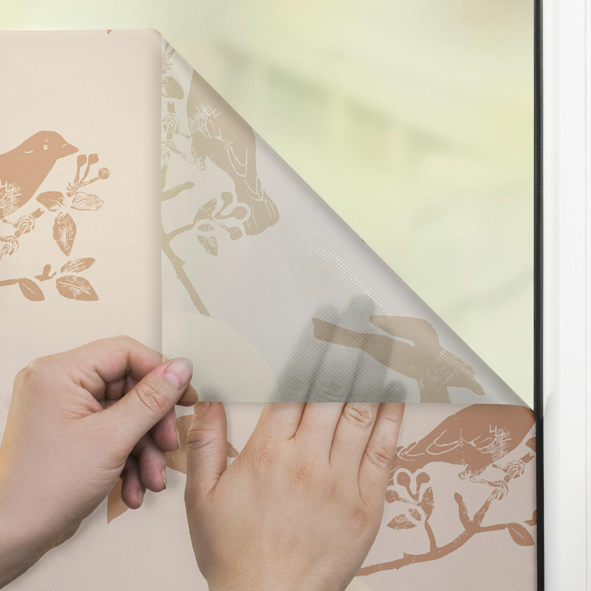 LICHTBLICK Fensterfolie Moon Birds Vögel Moon Birds beige B/L: ca. 50x50 cm Moon Birds - beige (50,00/50,00cm) - LICHTBLICK
