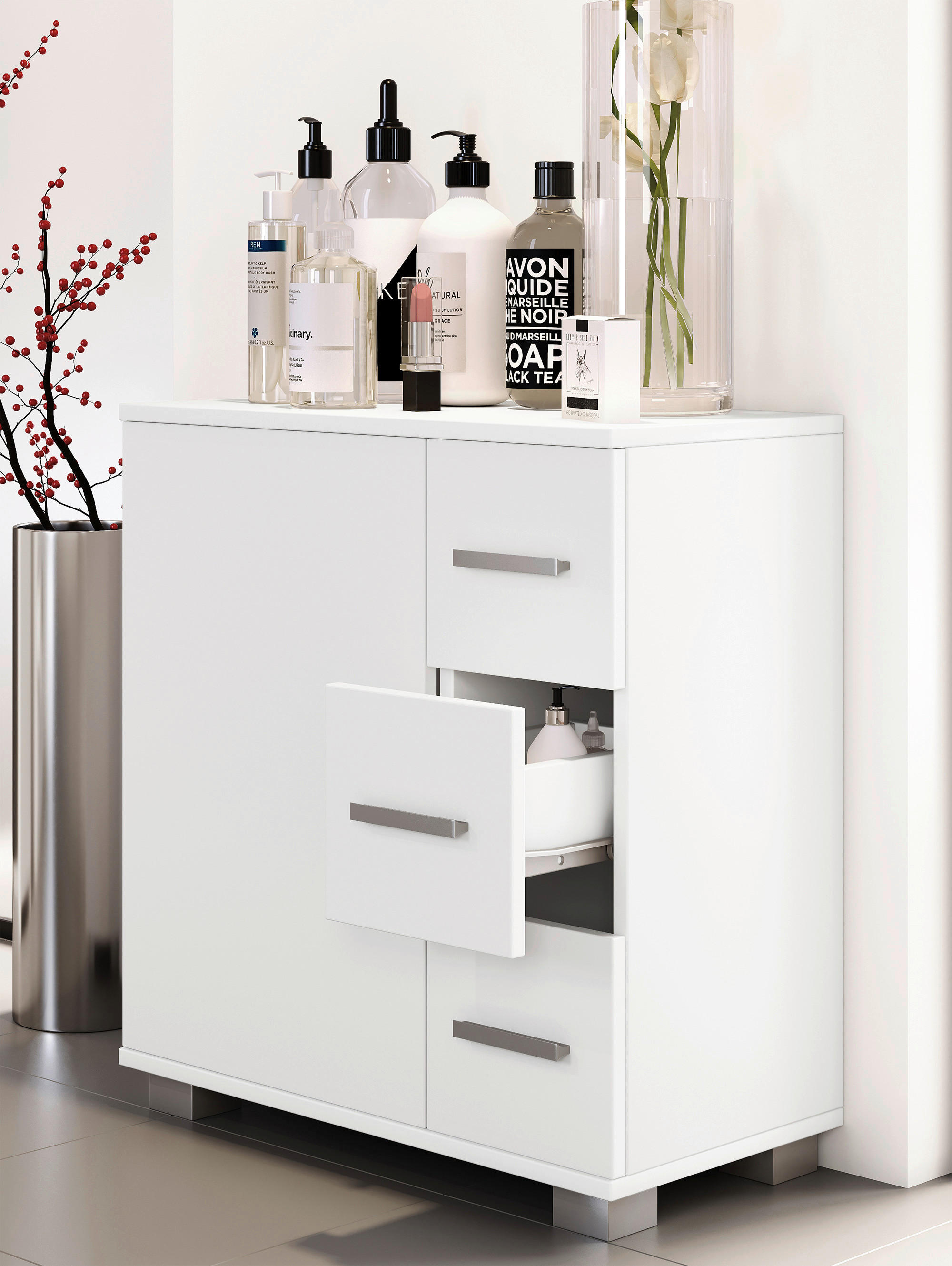 Midischrank Zalo weiß B/H/T: ca. 60x65x30 cm Zalo - weiß (60,00/65,00/30,00cm) - VCM Möbel