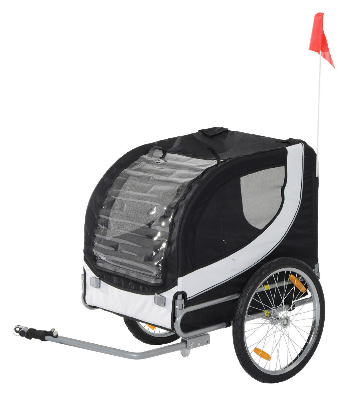 PawHut Fahrradanhänger 20 Zoll schwarz schwarz B/H/L: ca. 73x94x78 cm Radanhänger f. Hunde B4-0003-029 - weiß/schwarz (78,00/73,00/94,00cm) - PawHut