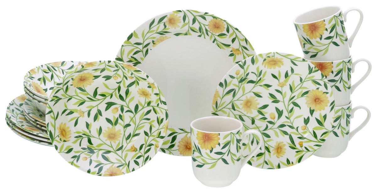 CreaTable Kombiservice Amarilla gelb Steingut 16 tlg. Amarilla - gelb - CreaTable