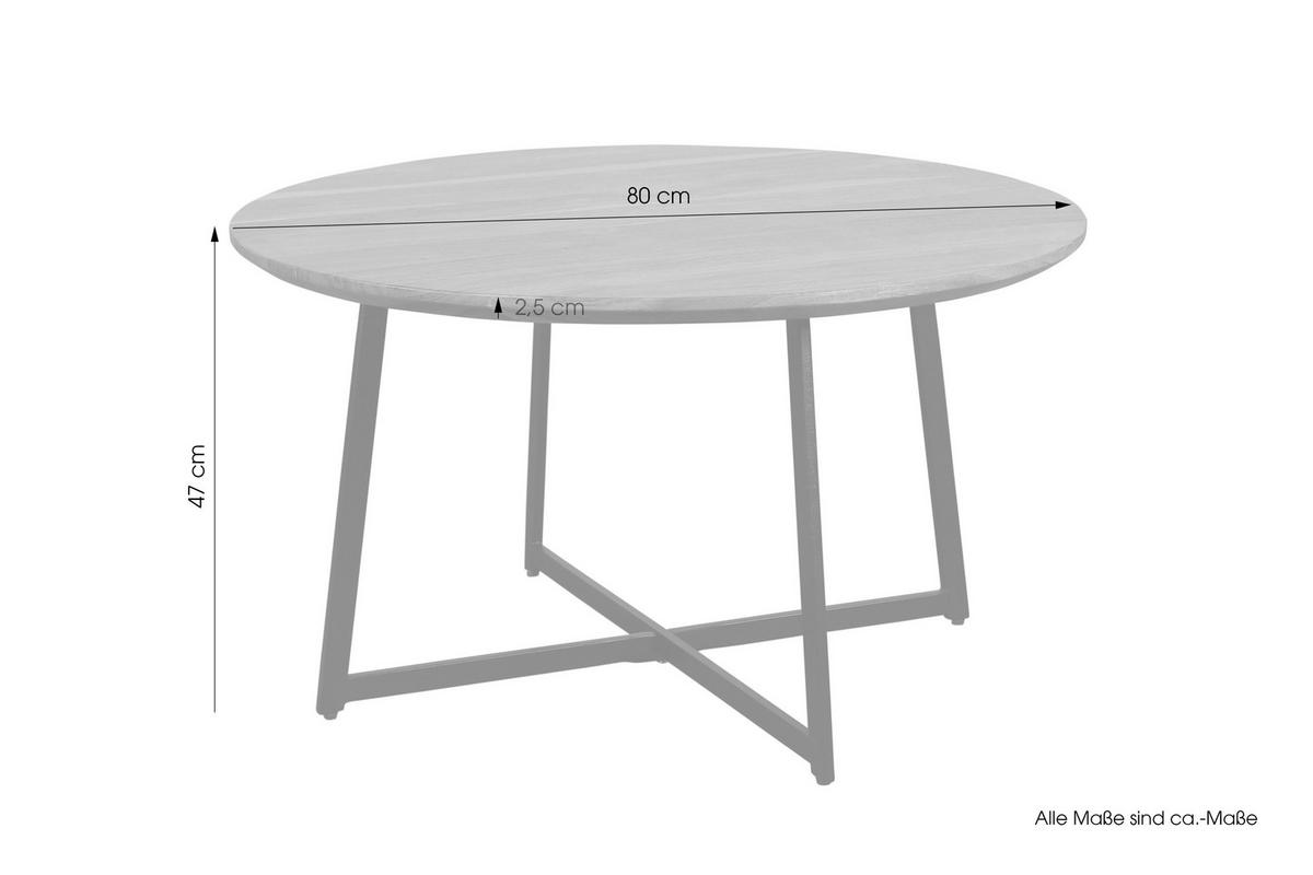 Couchtisch ALINA Eiche Artisan Nachbildung H/D: ca. 47x80 cm ALINA - Eiche/schwarz (80,00/47,00cm) - byLIVING