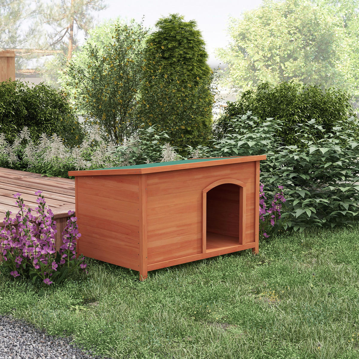 PawHut Hundehütte orange Holz B/H/L: ca. 65,5x68x100 cm Hundehütte - orange (100,00/65,50/68,00cm) - PawHut