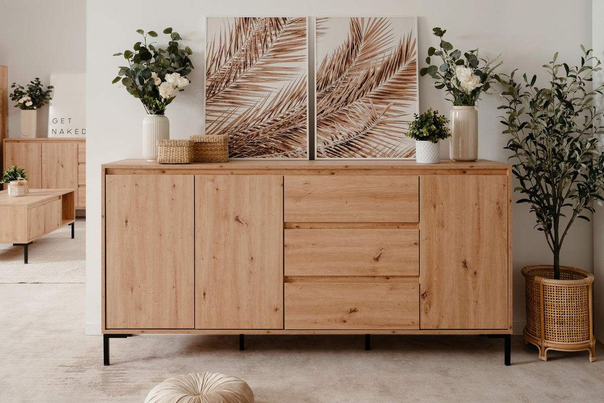 Sideboard Korsika Eiche Artisan Nachbildung B/H/T: ca. 170x87x40 cm Korsika - Eiche (170,00/87,00/40,00cm)