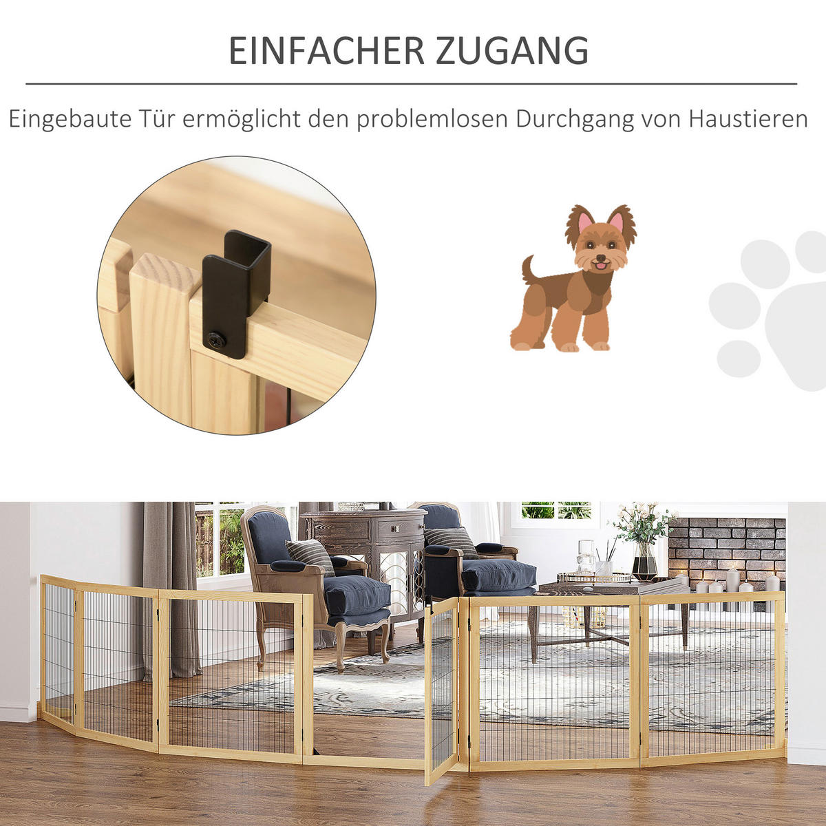PawHut Schutzgitter natur Polypropylen B/H/L: ca. 36x432x70 cm Türschutzgitter - natur (70,00/36,00/432,00cm) - PawHut