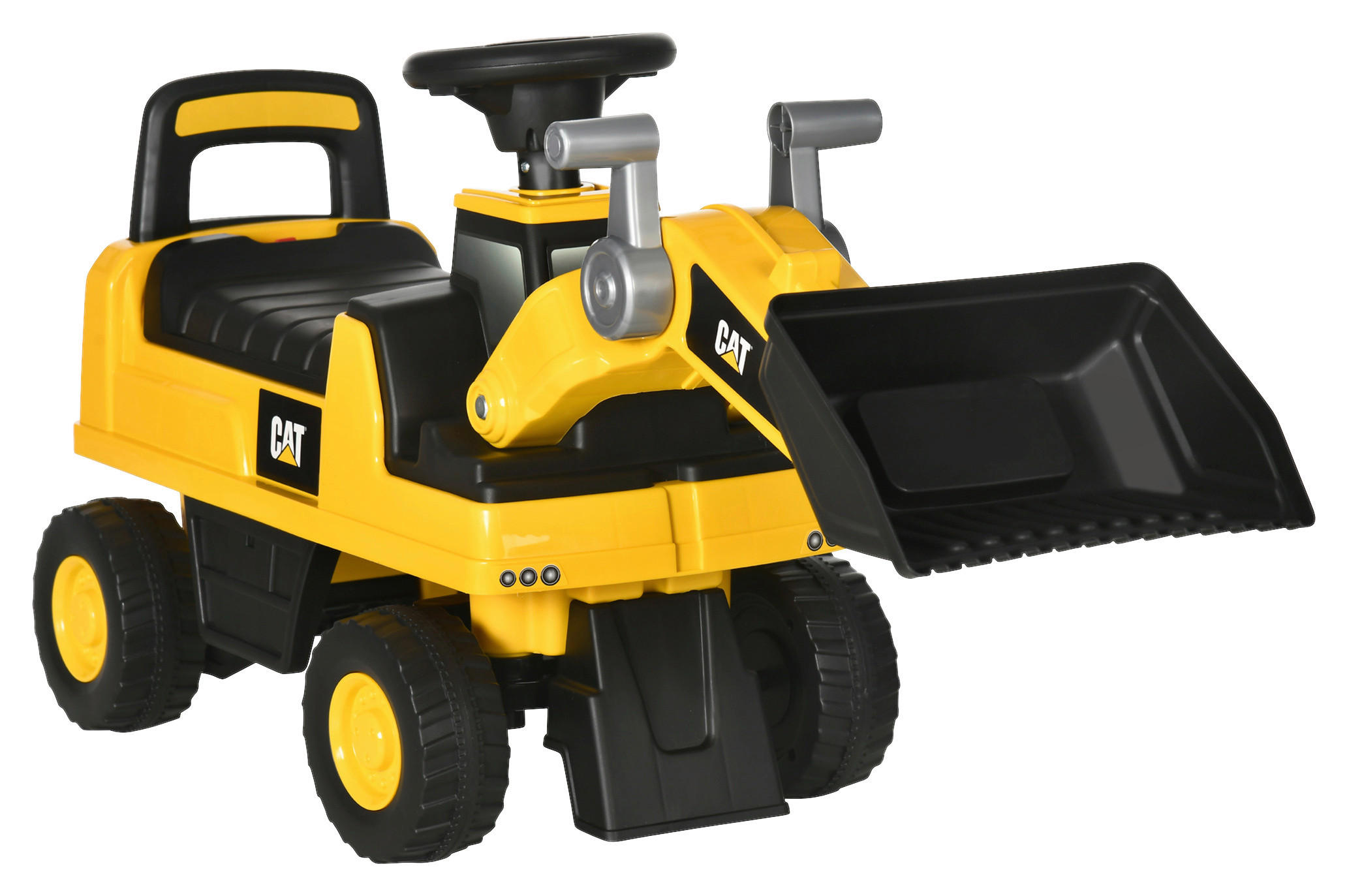 HOMCOM Kinder-Fahrzeug gelb B/H/L: ca. 29,5x78x54 cm Sitzbagger - gelb (54,00/29,50/78,00cm) - HOMCOM