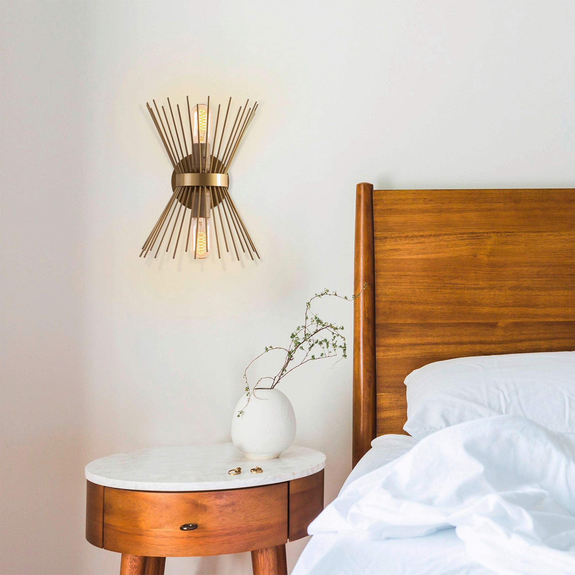 Opviq Wandleuchte Kirpi gold Eisen B/H/T/L: ca. 16x33x16x23 cm E27 1 Brennstellen Kirpi - gold (23,00/16,00/33,00cm) - Opviq