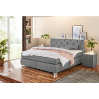Boxspringbett  grau Flachgewebe Liegefläche B/L: ca. 180x200 cm Finja_H3_Boxspringbett - grau (189,00/106,00/213,00cm)