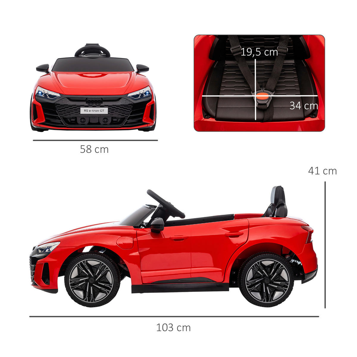 HOMCOM Kinder-Elektroauto rot B/H/L: ca. 58x41x103 cm Kinder Elektroauto - rot (103,00/58,00/41,00cm) - HOMCOM