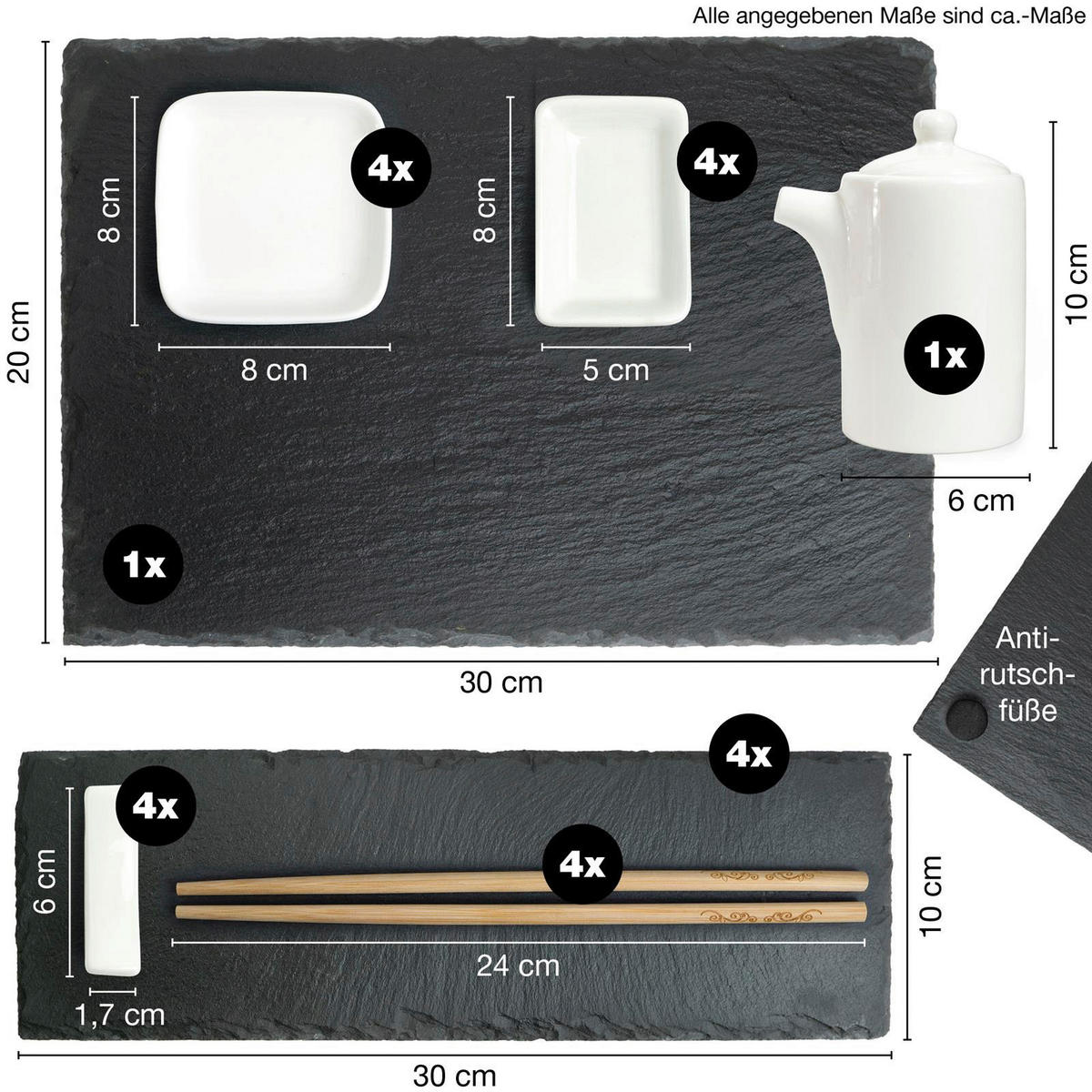 Moritz & Moritz Sushi-Set weiß Porzellan Sushiset_22tlg. - weiß - Moritz & Moritz