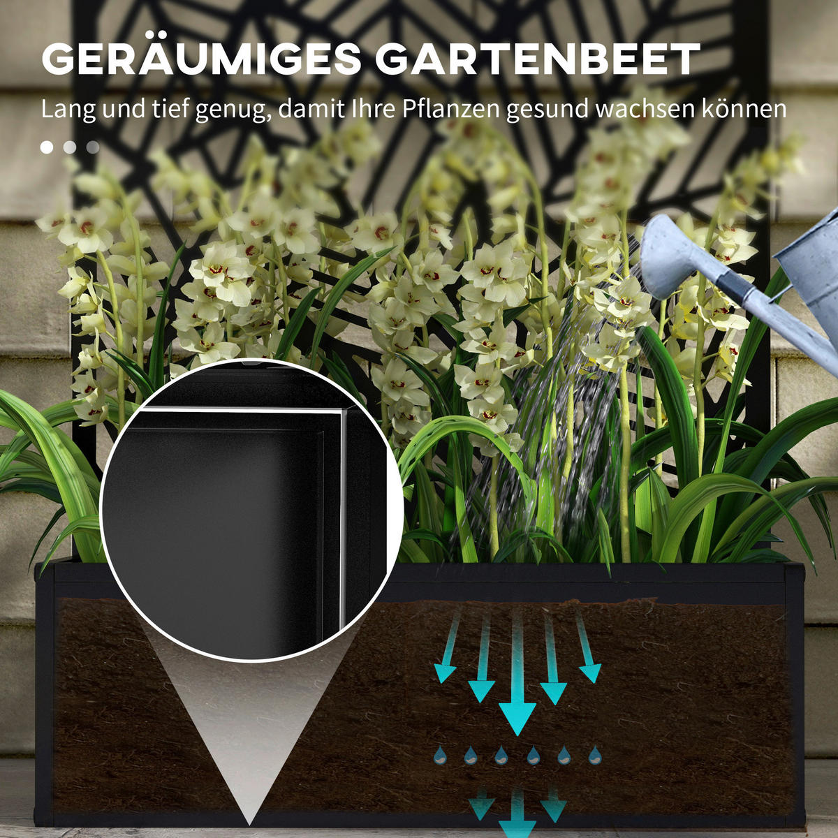 Outsunny Hochbeet schwarz Metall B/H/L: ca. 23x113x61 cm Hochbeet - schwarz (61,00/23,00/113,00cm) - Outsunny