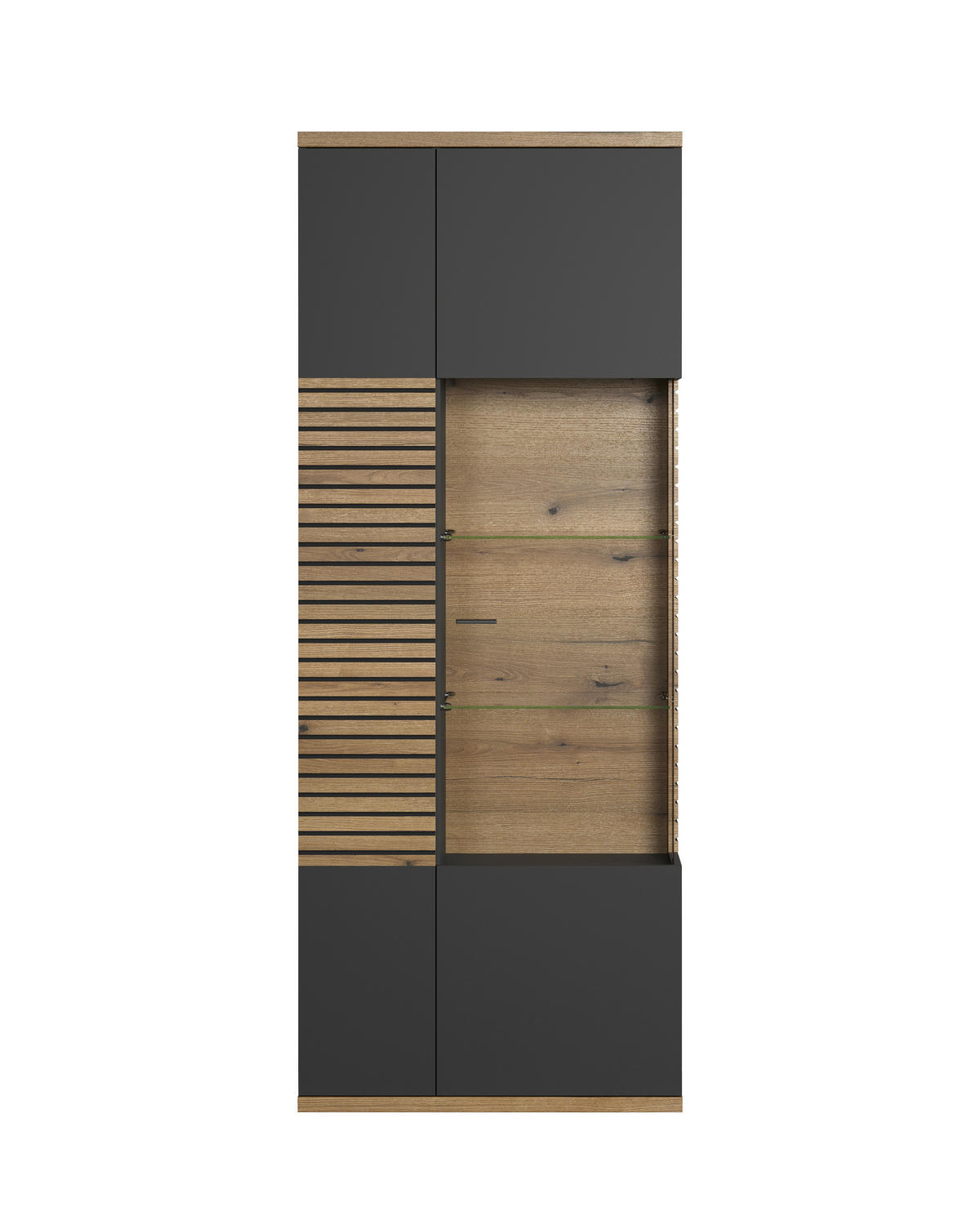 Vitrine Norris anthrazit Eiche Evoke Coast Nachbildung B/H/T: ca. 80x204x37 cm Norris - Eiche/anthrazit (80,00/204,00/37,00cm)