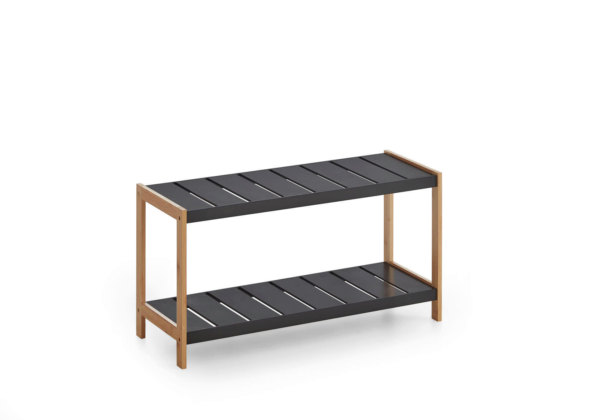 Schuhregal natur schwarz B/H/T: ca. 70x36x26 cm KLEINMÖBEL Schuhregal - natur/schwarz (70,00/36,00/26,00cm) - xonox.home