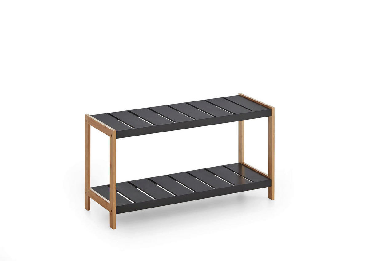 Schuhregal natur schwarz B/H/T: ca. 70x36x26 cm KLEINMÖBEL Schuhregal - natur/schwarz (70,00/36,00/26,00cm) - xonox.home