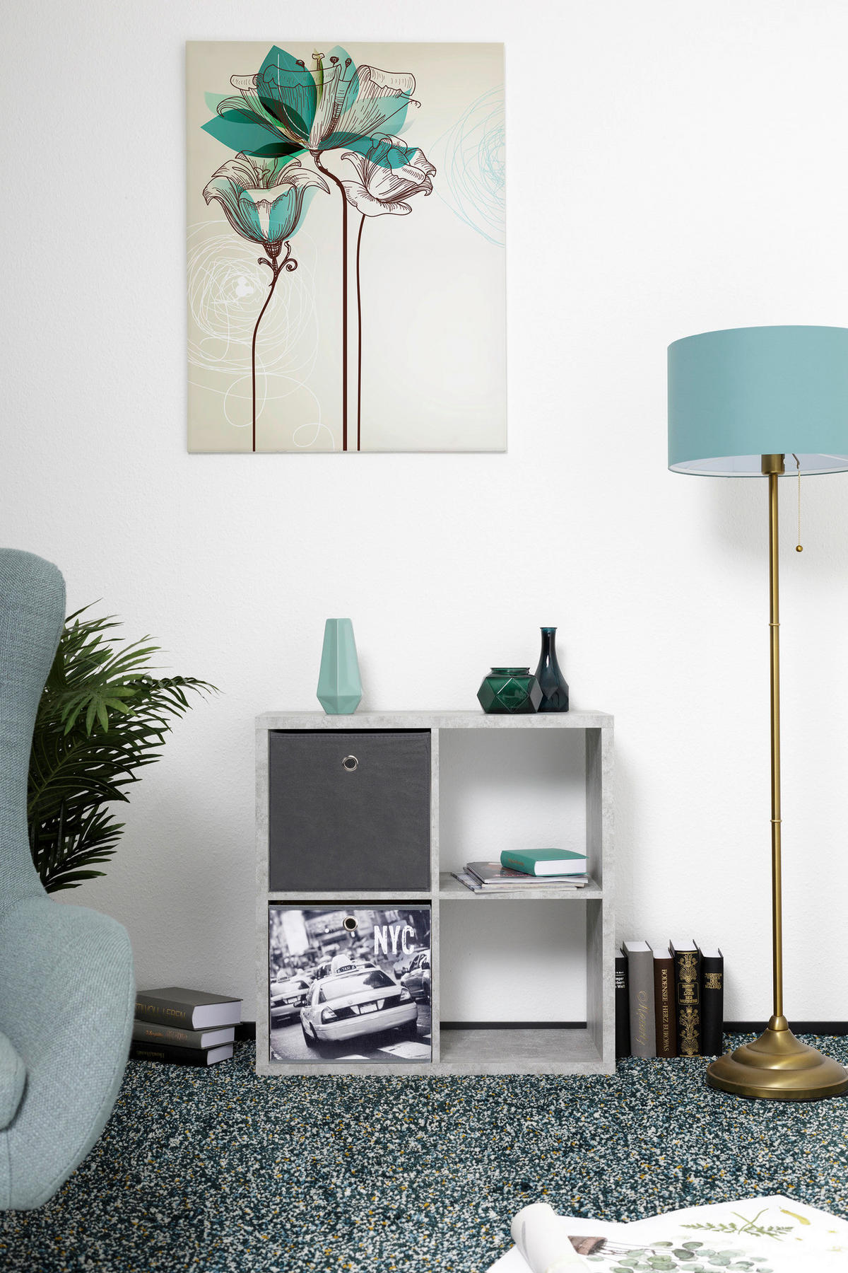 Raumteiler Max Beton Optik B/H/T: ca. 73x73x33 cm Max - (73,00/73,00/33,00cm)