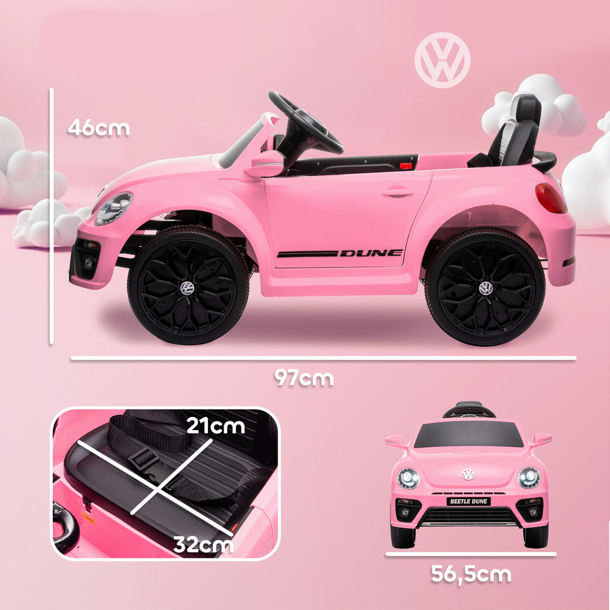AIYAPLAY Kinder Elektroauto rosa B/H/L: ca. 56,5x46x97 cm Kinder_Elektroauto - rosa (97,00/56,50/46,00cm) - AIYAPLAY