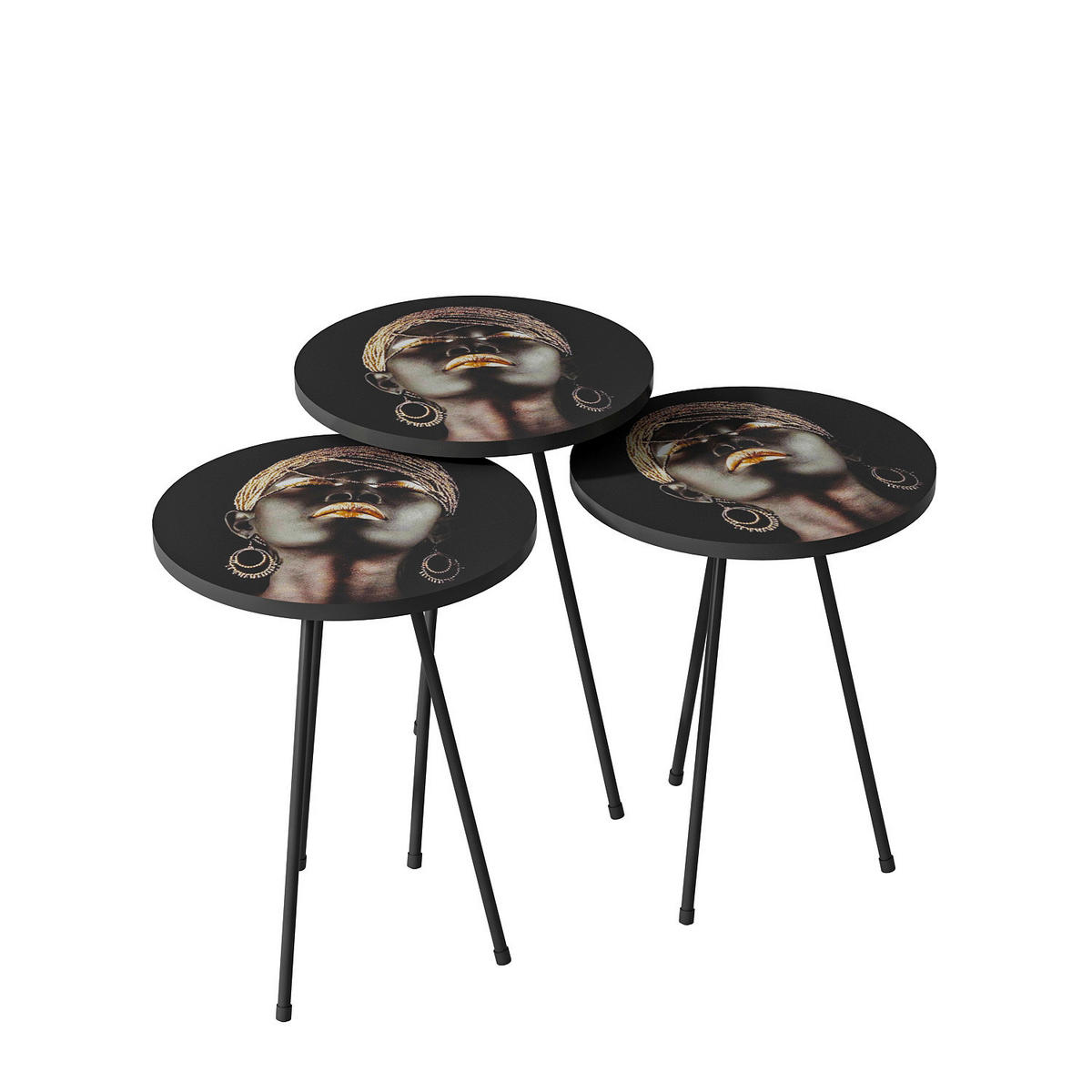 Beistelltisch 3er-Set. 10878430 schwarz Metall B/H/T: ca. 38x55x38 cm 3er-Set. 10878430 - schwarz (38,00/55,00/38,00cm) - moebel17