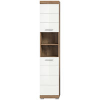 Hochschrank Wave Oak Nachbildung weiß Hochglanz B/H/T: ca. 37x191x31 cm Wave - weiß/Oak (37,00/191,00/31,00cm)