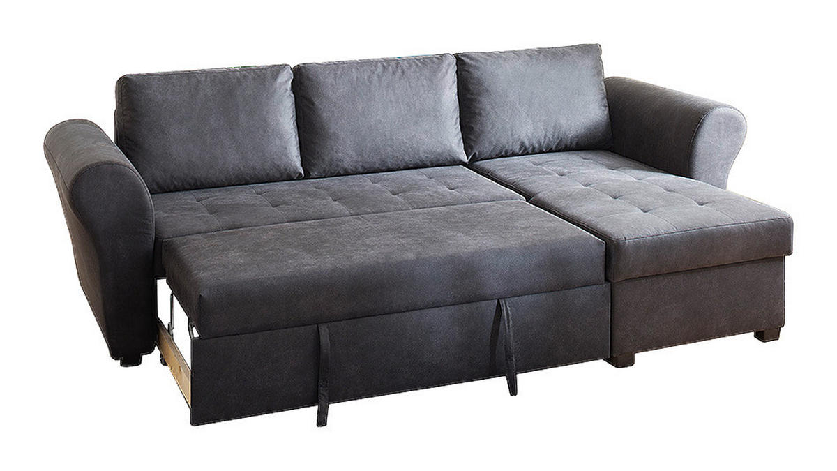Ecksofa mit Bettfunktion und Bettkasten anthrazit B/H/T: ca. 260x89x155 cm Lasse_2F/REC/BK_Ecksofa - schwarz/anthrazit (260,00/89,00/155,00cm)