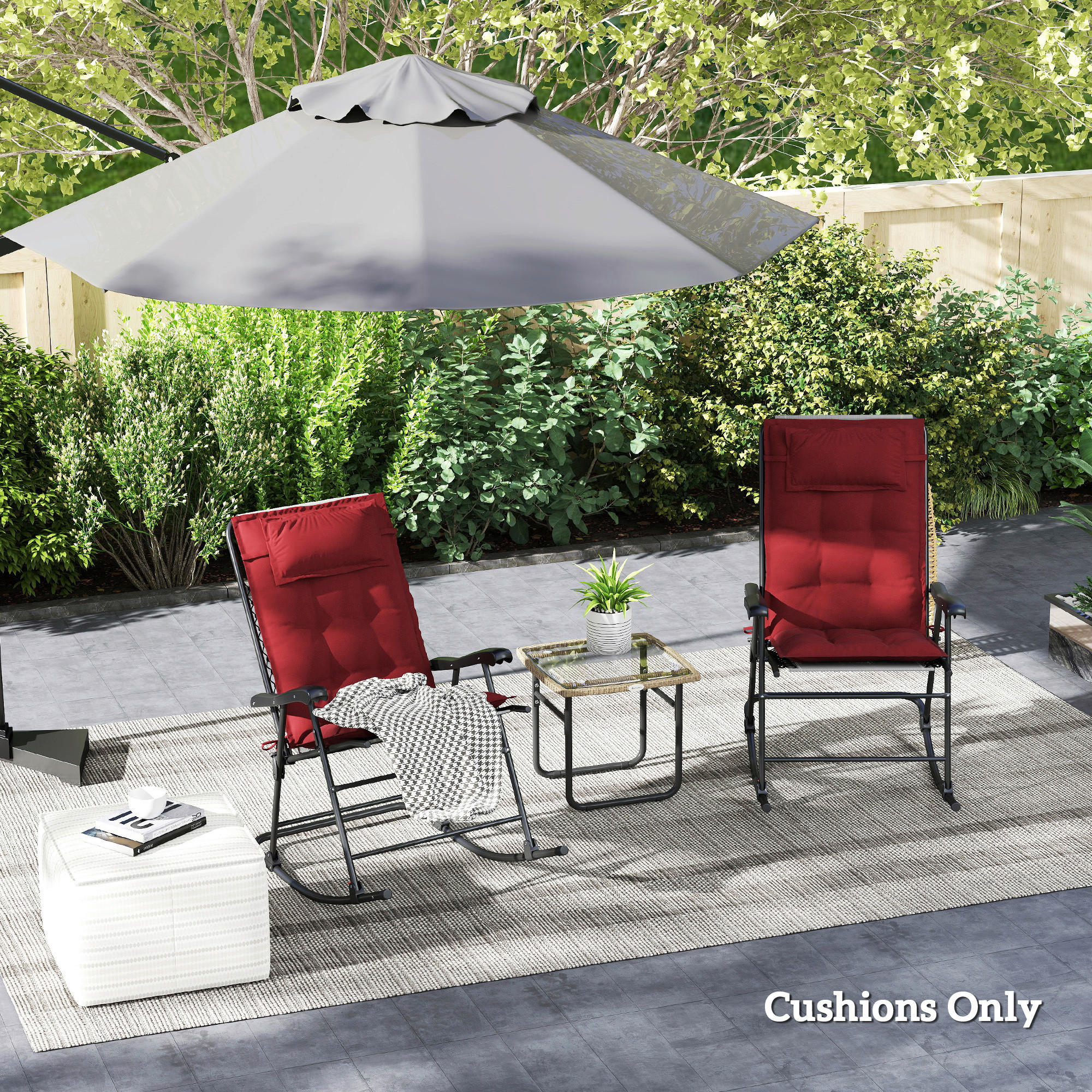 Thumbnail - Outsunny Liegenauflage 2er Set weinrot Polyester B/H/L: ca. 50x5x116 cm