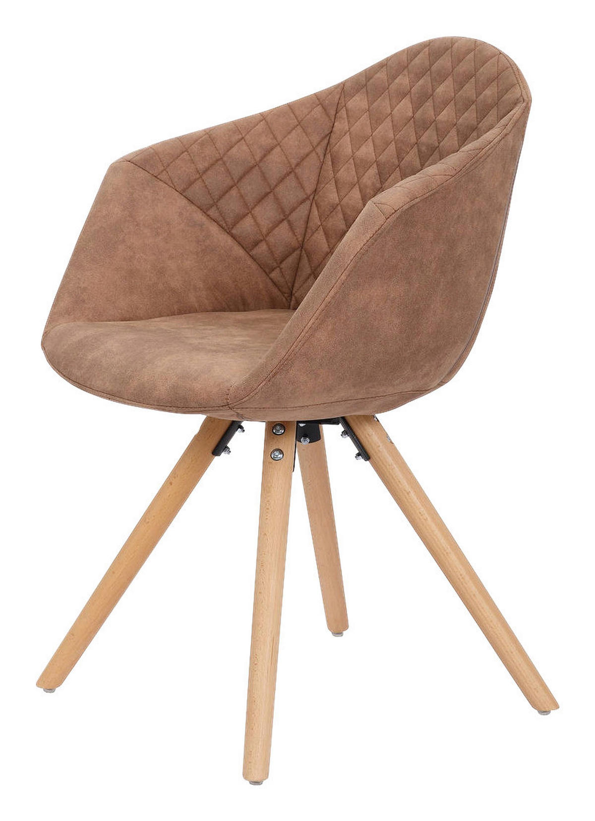 Stuhl Chadwick 100 2er braun Microfaser B/H/T: ca. 59x82x55 cm Chadwick 100 2er - braun/Eiche (59,00/82,00/55,00cm) - 360 Living