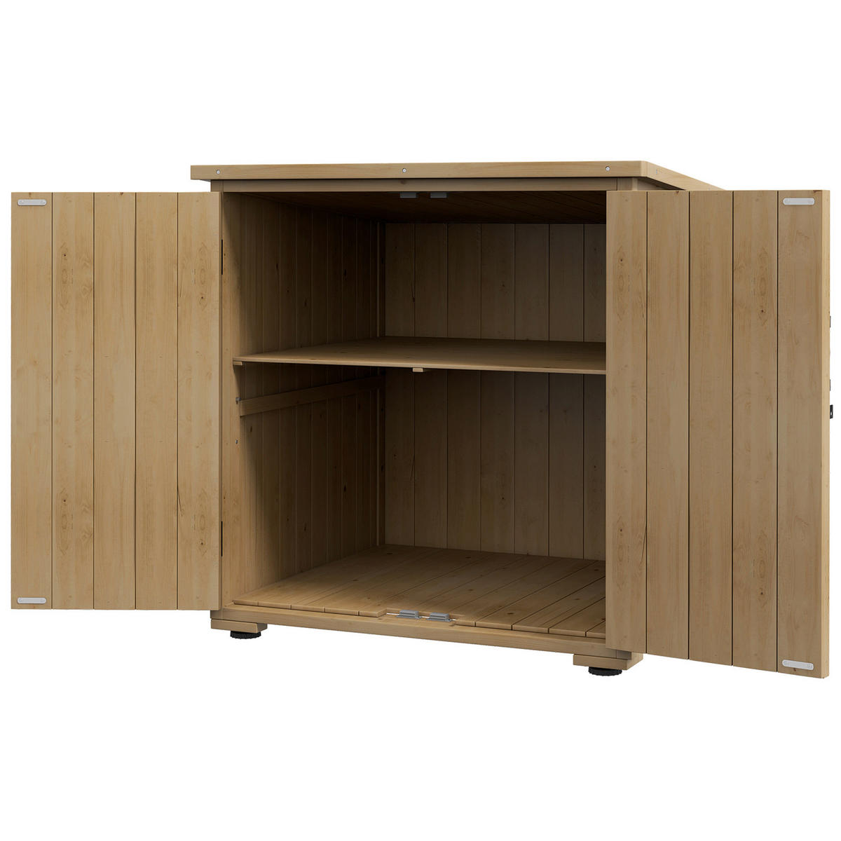 Outsunny Gartenschrank natur Polypropylen B/H/L: ca. 88x77,5x90 cm Gartenschrank - natur (90,00/88,00/77,50cm) - Outsunny