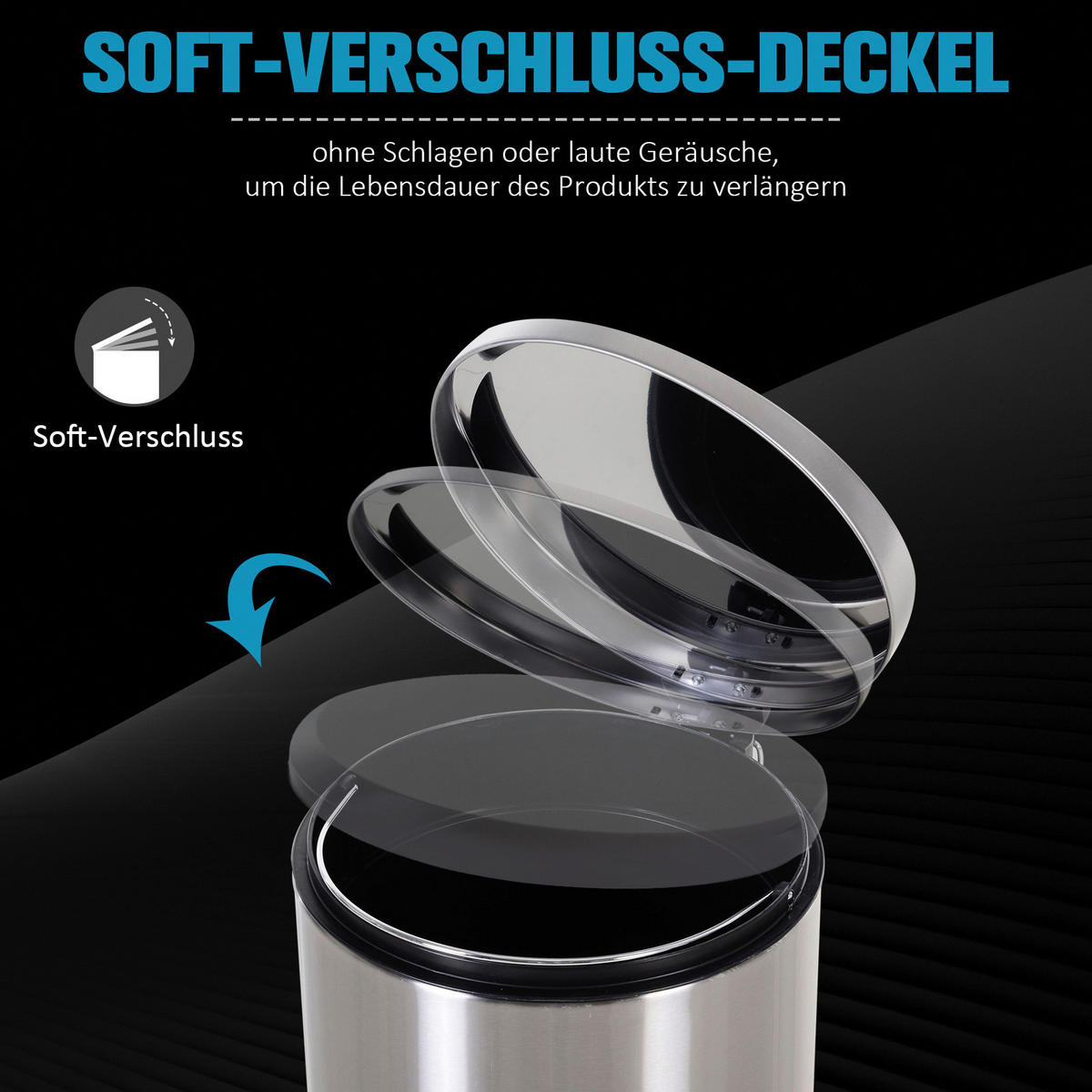 HOMCOM Treteimer silber Treteimer - schwarz/silber - HOMCOM