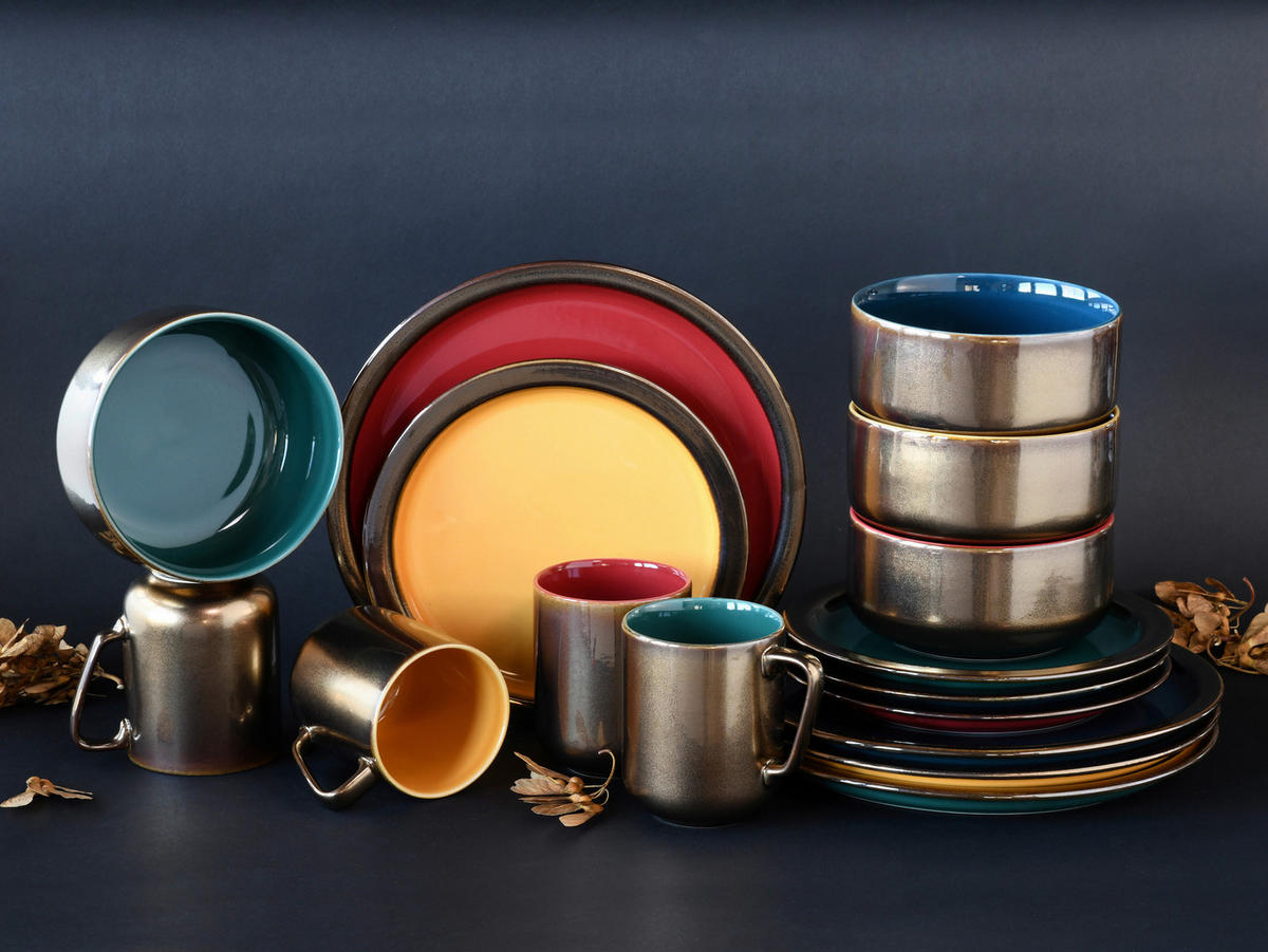 POCO tlg. ▷ Steinzeug - RUSTIKAL CreaTable kaufen Kombiservice Collection 16 bunt bei online