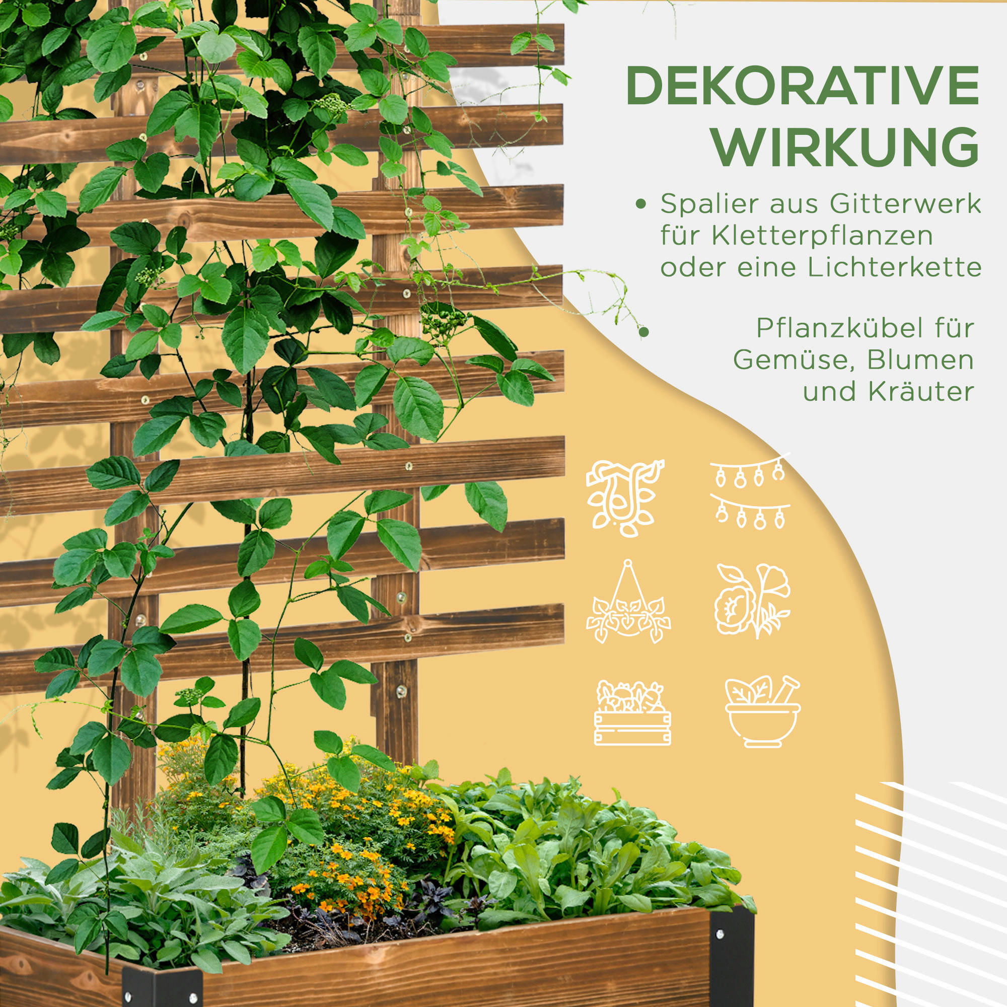 Outsunny Blumenkasten mit Rankhilfe Blumenkasten_mit_Rankhilfe - grau (65,00/31,00/147,00cm) - Outsunny