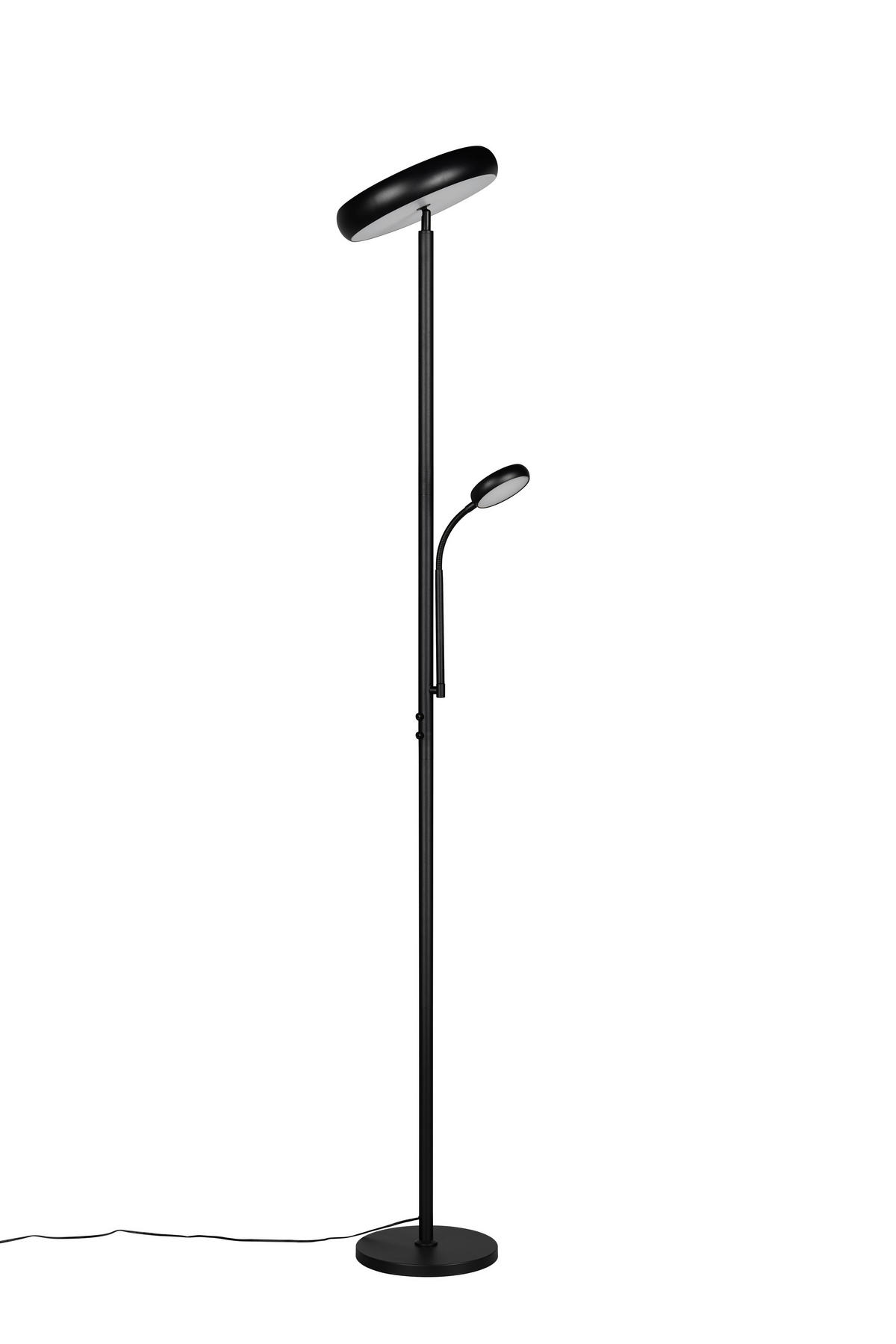 Reality LED Stehleuchte mattschwarz Metall H: ca. 183 cm 1 Brennstellen Palermo - mattschwarz (183,00cm) - Reality