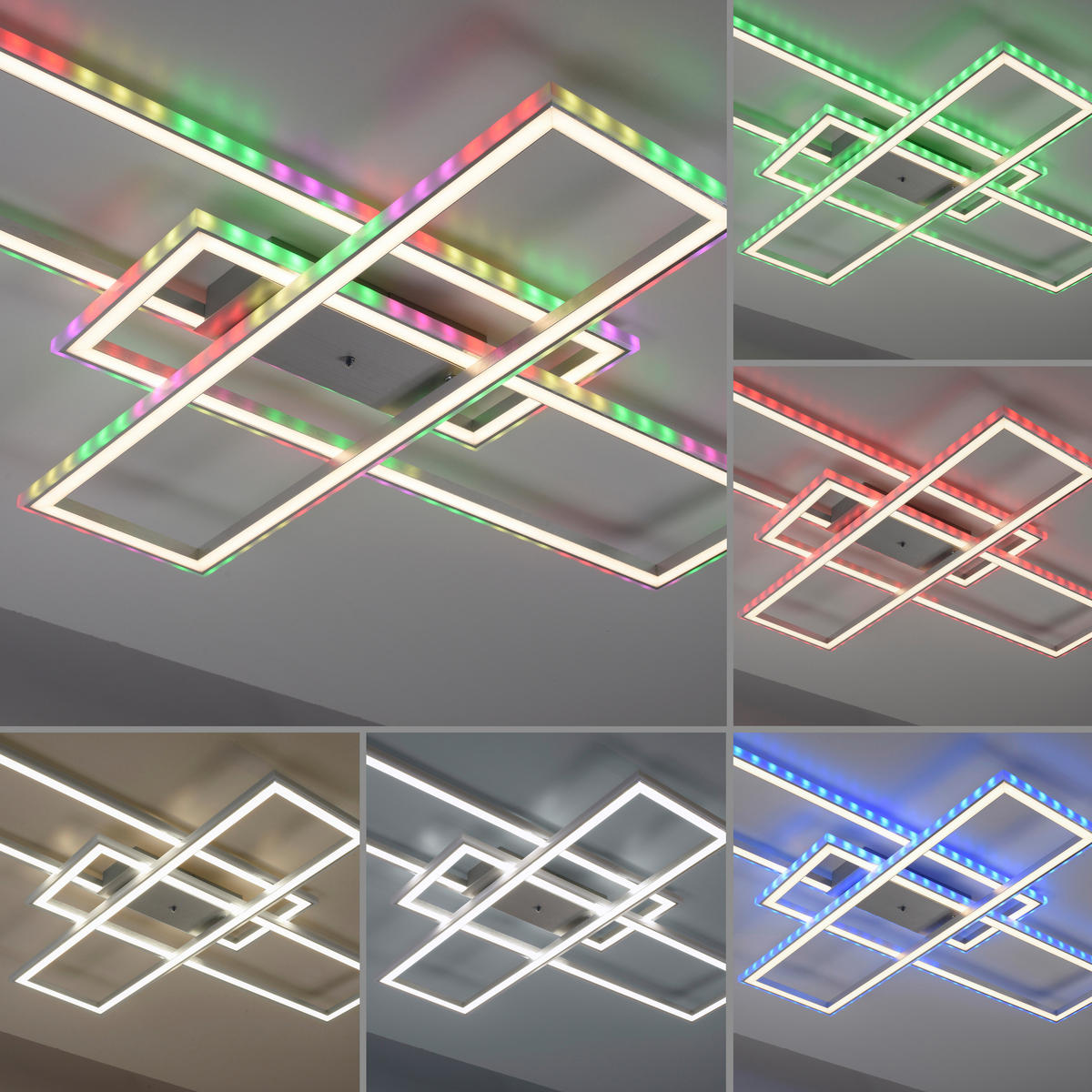 Just Light LED-Deckenleuchte FELIX60 14637-55 stahlfarbig weiß Kunststoff Stahl B/H/T: ca. 101x6,9x71 cm 2 Brennstellen FELIX60 - weiß/stahlfarbig (101,00/6,90/71,00cm) - Just Light
