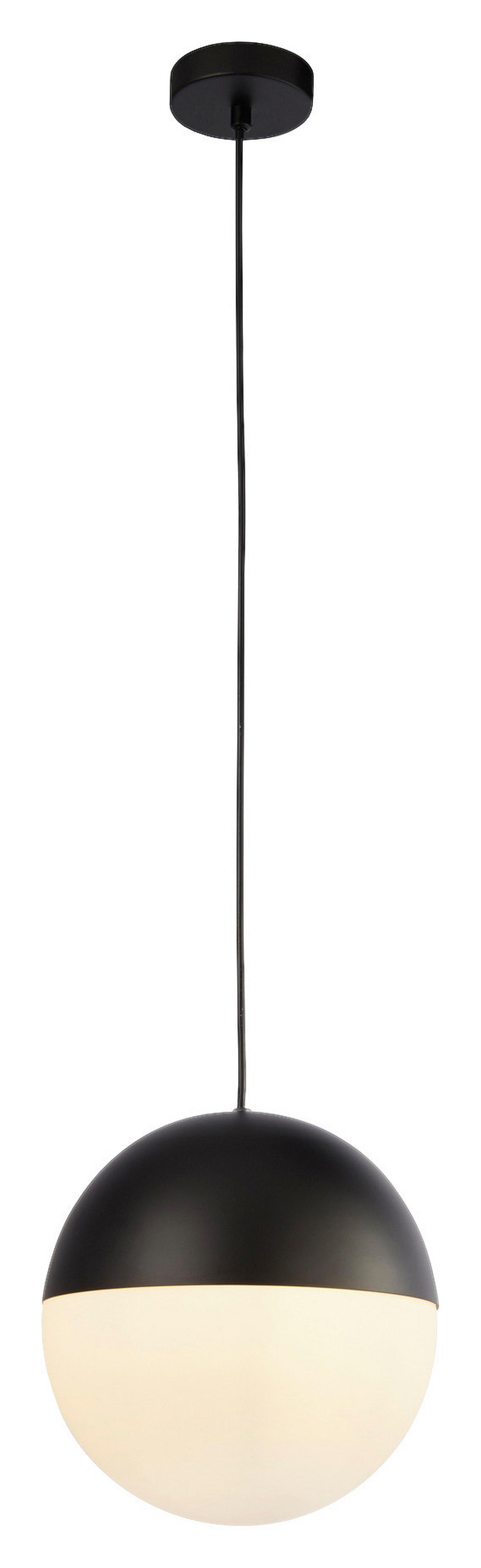 Searchlight Pendelleuchte Opal schwarz Stahl Glas B/H/L/D: ca. 25x150x25x25 cm E27 1 Brennstellen Endor - schwarz/Opal (25,00/25,00/150,00cm) - Searchlight