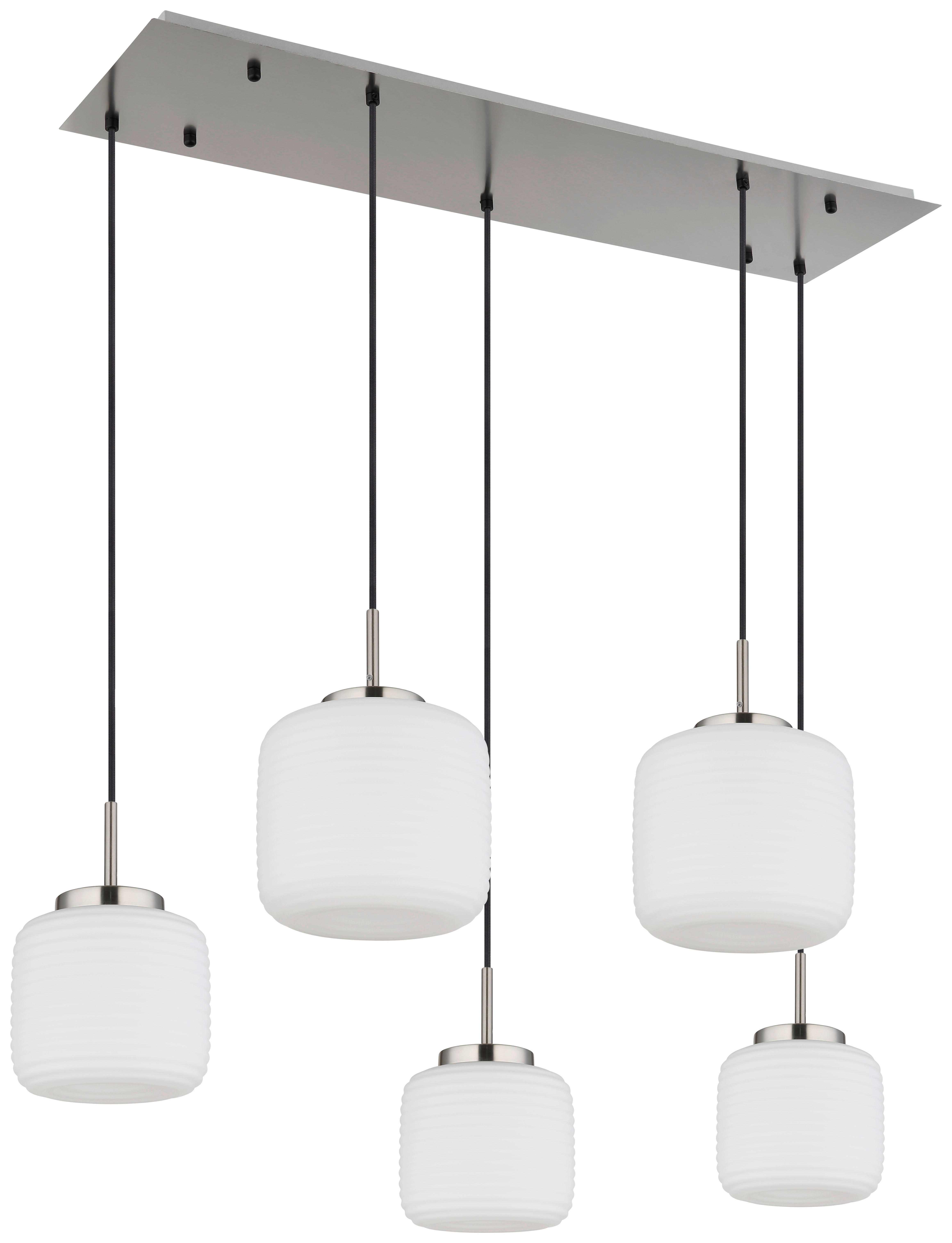 GLOBO Pendelleuchte schwarz nickel matt Opal Glas Metall B/H: ca. 106x130 cm 5.0 Brennstellen Kaldora - nickel matt/schwarz (106,00/130,00cm) - GLOBO