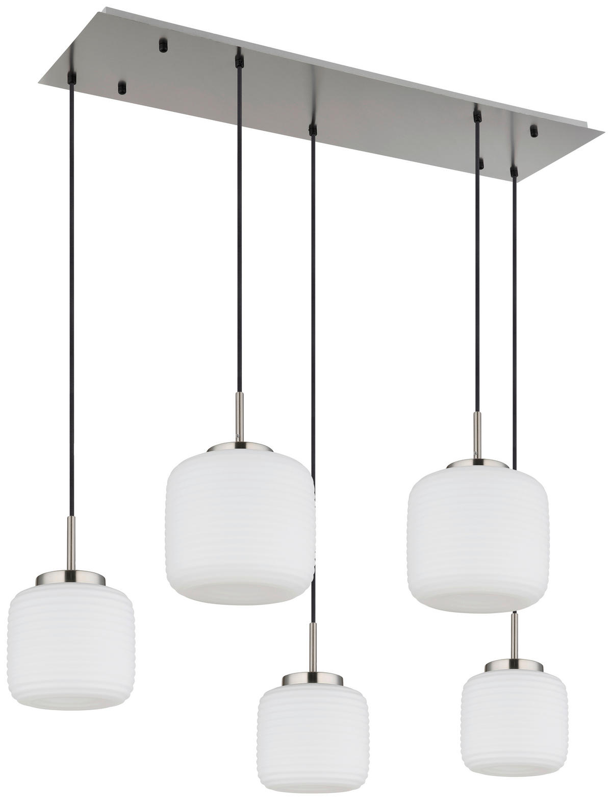 GLOBO Pendelleuchte schwarz nickel matt Opal Glas Metall B/H: ca. 106x130 cm 5.0 Brennstellen Kaldora - nickel matt/schwarz (106,00/130,00cm) - GLOBO