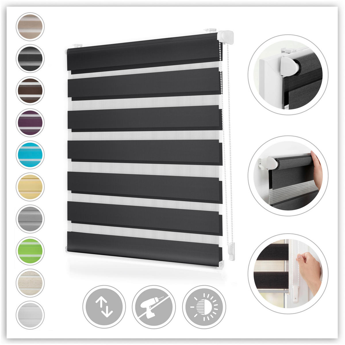 Doppelrollo Duo anthrazit B/L: ca. 70x220 cm Duo - anthrazit (70,00/220,00cm) - LICHTBLICK