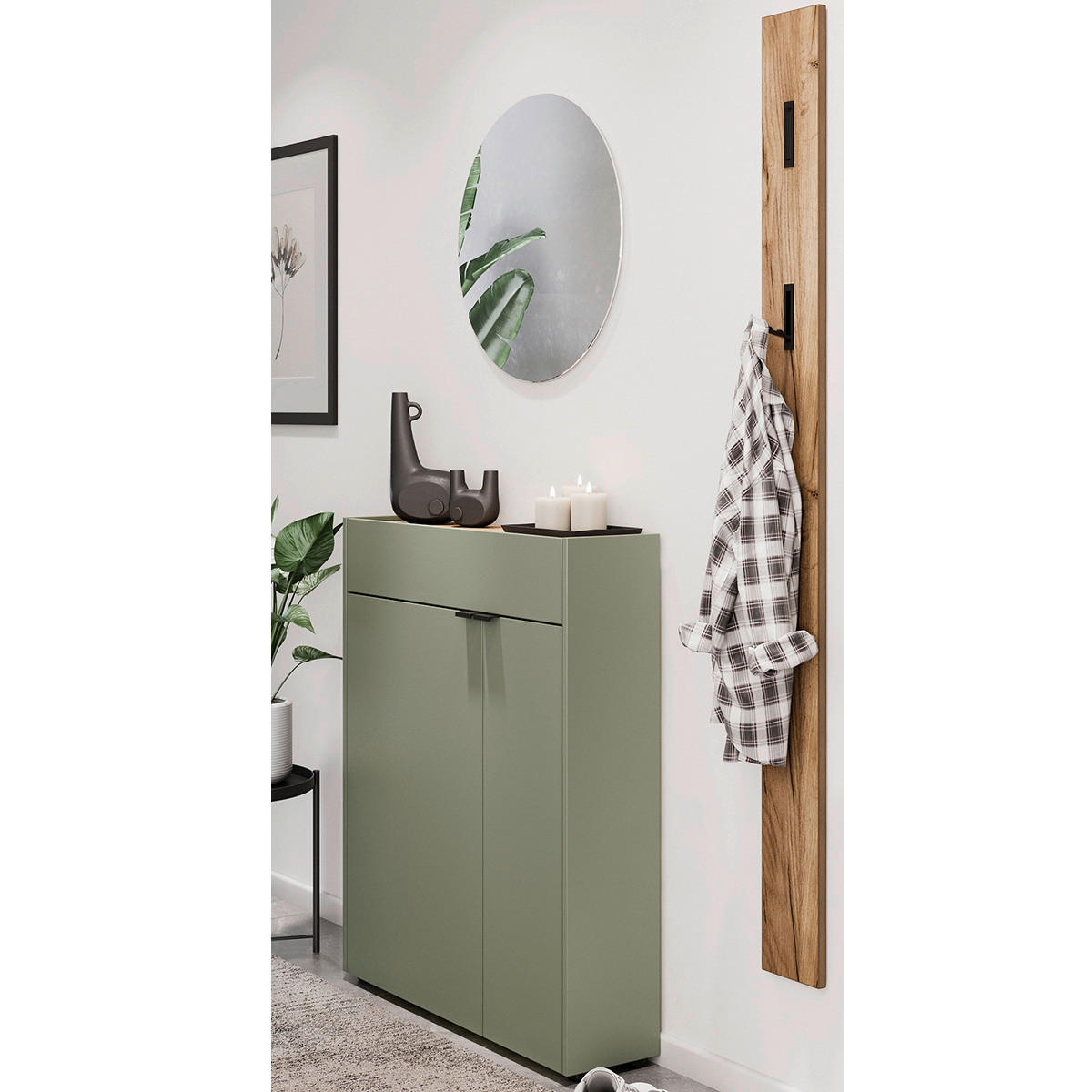 Garderobenset 9953-629 B/H/T: ca. 112x200x22 cm 9953-629 - Eiche/grün (112,00/200,00/22,00cm) - Germania