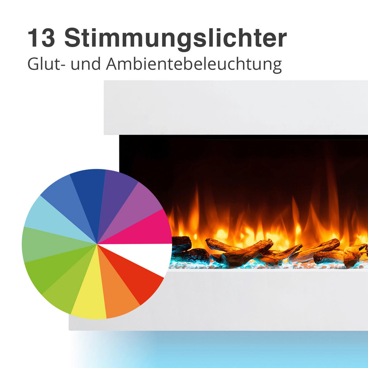 Balderia Wandkamin Ignis grau MDF B/H/T: ca. 110x57,3x25 cm ca. 2000 W Elekt.-Kamin Ignis EF197A-MT197C-CG - grau (110,00/57,30/25,00cm) - Balderia