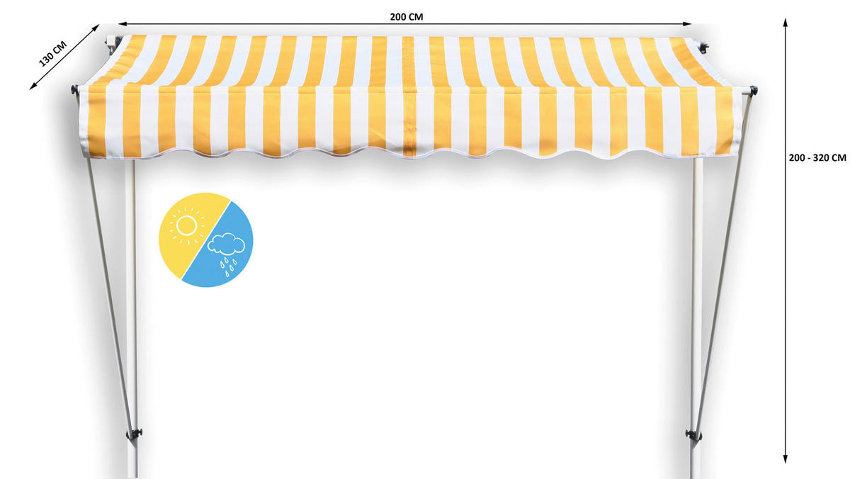 Klemm-Markise Ontario gelb B/L: ca. 205x130 cm Ontario - weiß/gelb (205,00/130,00cm) - Grasekamp