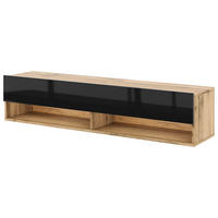 TV-Lowboard TV LOWBOARD DERBY 140 Eiche Wotan Nachbildung schwarz glänzend B/H/T: ca. 140x32,5x31,5 cm TV LOWBOARD DERBY 140 - Eiche/schwarz (140,00/32,50/31,50cm) - WIPMEB