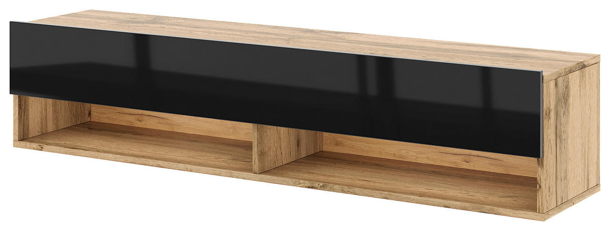 TV-Lowboard TV LOWBOARD DERBY 140 Eiche Wotan Nachbildung schwarz glänzend B/H/T: ca. 140x32,5x31,5 cm TV LOWBOARD DERBY 140 - Eiche/schwarz (140,00/32,50/31,50cm) - WIPMEB
