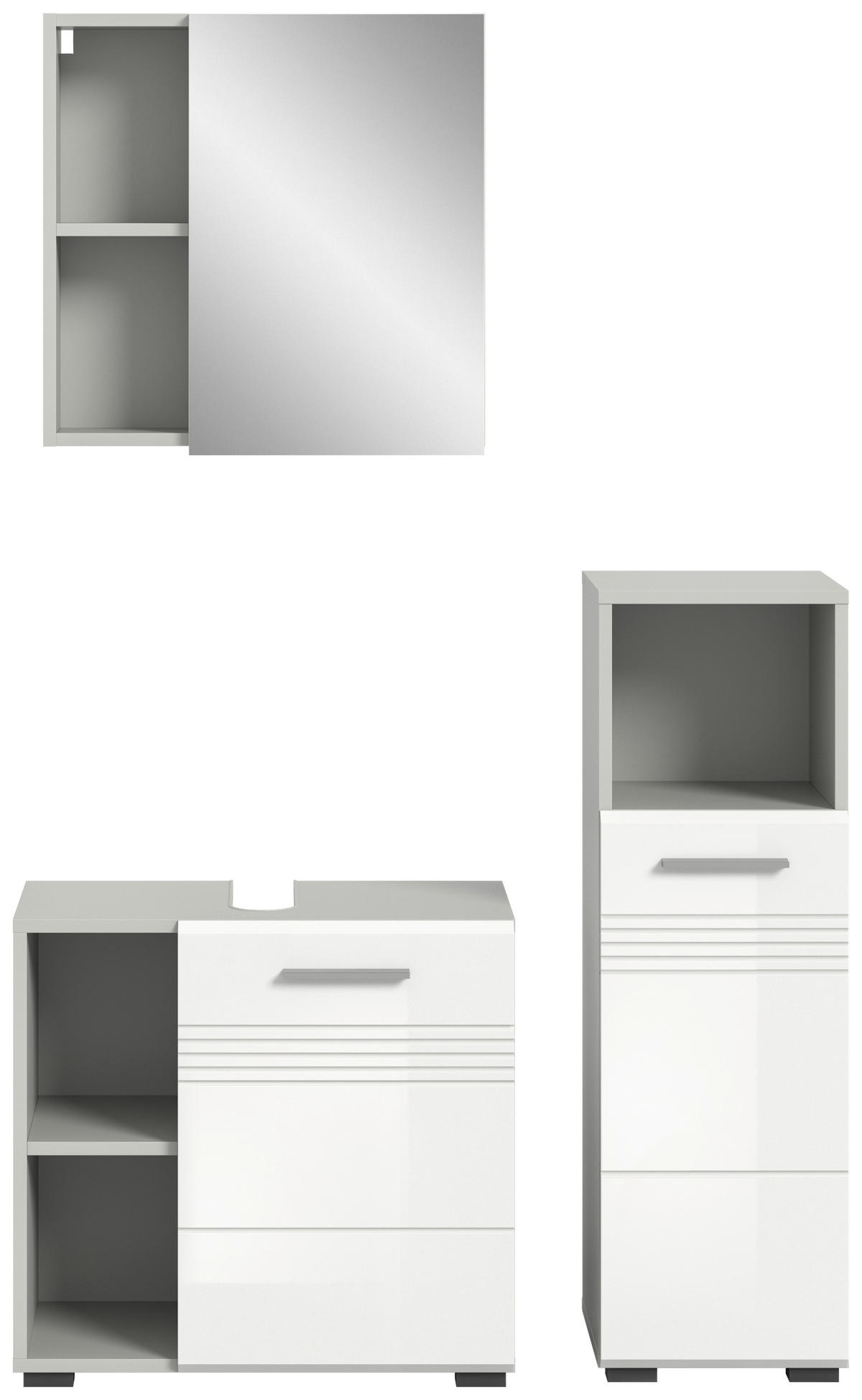 Badblock Copa hellgrau weiß Hochglanz B/H/T: ca. 105x190x32 cm Copa - hellgrau/weiß (105,00/190,00/32,00cm) - xonox.home