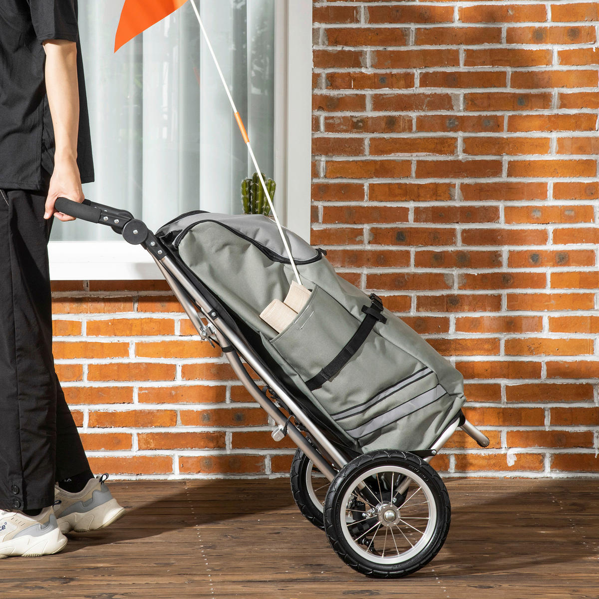 HOMCOM Fahrradanhänger silber silber B/H/L: ca. 43x53x110 cm Lastenanhänger - silber/grau (110,00/43,00/53,00cm) - HOMCOM